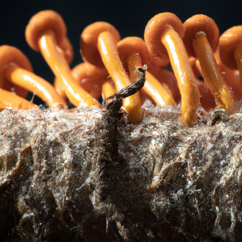 cordyceps sinensis growing on a insect host